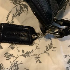 COACH SOHO SIGNATURE GRAY JACQUARD LEATHER FLAP DUFFEL HANDBAG F19581 EUC